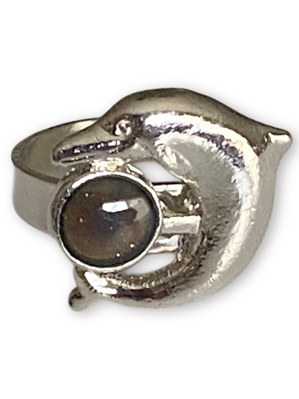 Vintage Silver Dolphin Mood Stone Adjustable Metal Fashion Ring